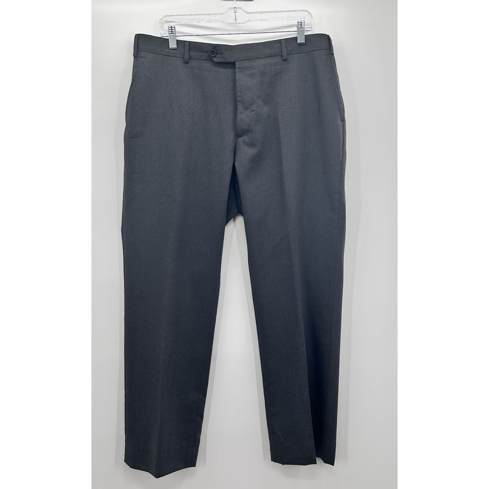 ANGELICO CHIARI 100% Wool Super 100's Italy Mens Charcoal Gray Dress Pants